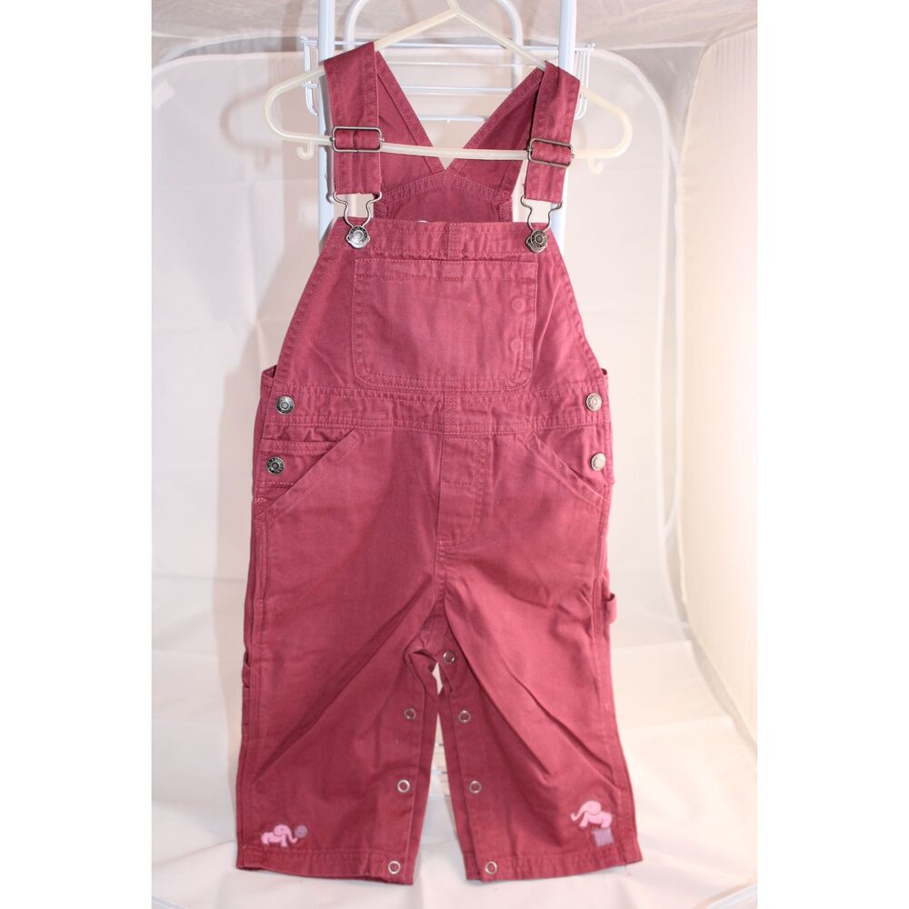 Kids Pink Buttoned Sides Adjustable Straps Denim Overalls Size XS